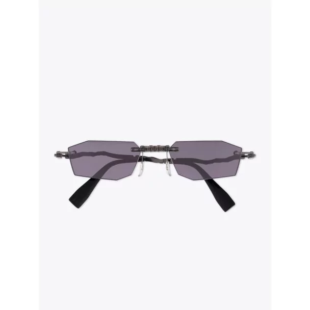 Kuboraum Mask H40 Frameless Sunglasses Black with folded temples front view