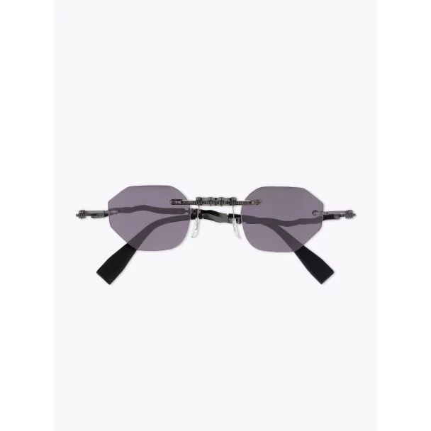 Kuboraum Mask H45 Frameless Sunglasses Black frame with temples folded front view