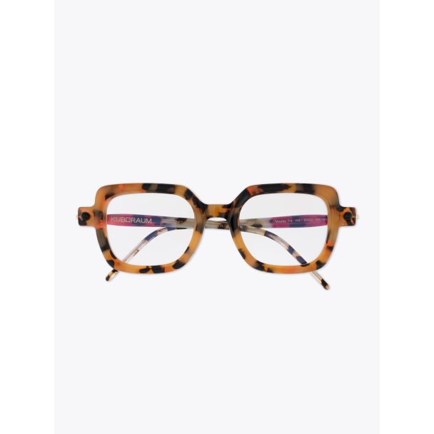 Kuboraum Mask P4 D-Frame Glasses Yellow Havana with folded temples front view