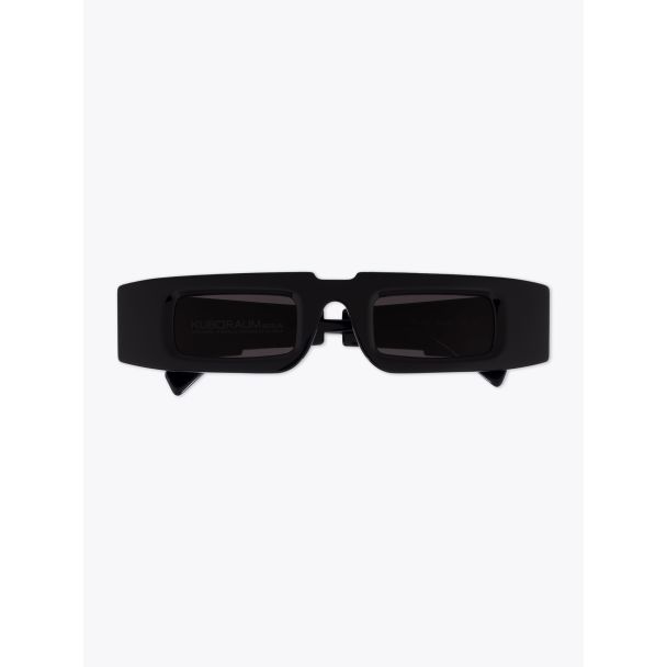 Kuboraum Mask X5 Rectangular-Frame Sunglasses Black frame with temple folded front view
