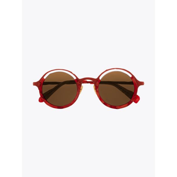 Masahiromaruyama Monocle MM-0053 No.3 Sunglasses Marble Red / Red Front View