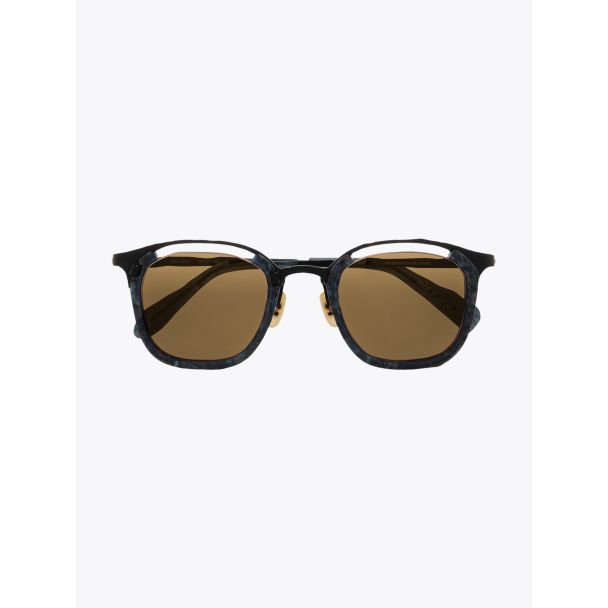 Masahiromaruyama Monocle MM-0057 No.3 Sunglasses Marble Blue / Black Front View