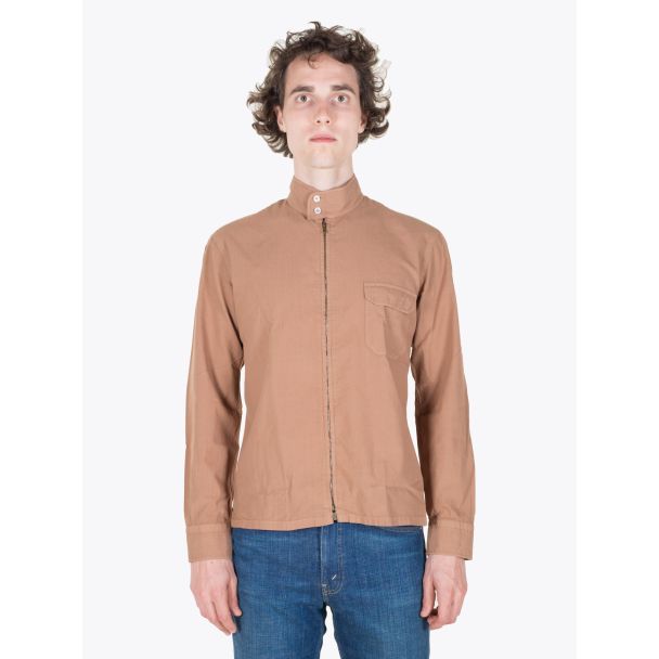 Salvatore Piccolo Shirt Jacket Harrington Brown Full View