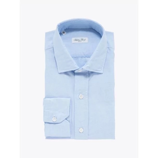 Salvatore Piccolo Slim Fit Collar PC-Open Cotton Oxford 120 Shirt Light Blue