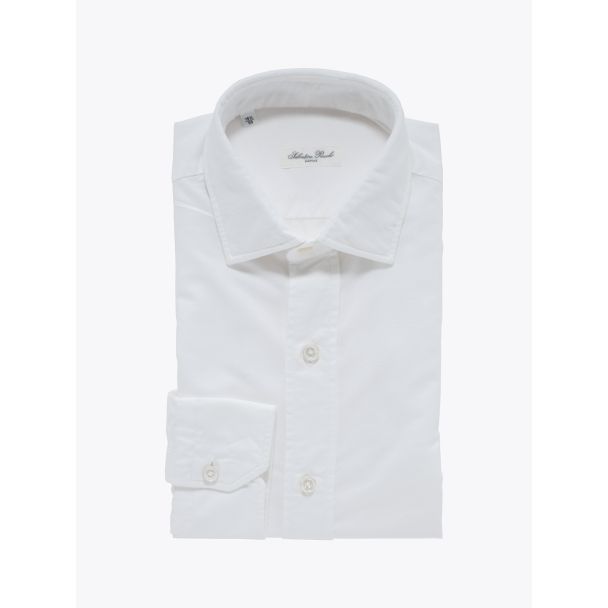 Salvatore Piccolo Slim Fit Collar PC-Open Cotton Oxford 120 Shirt White