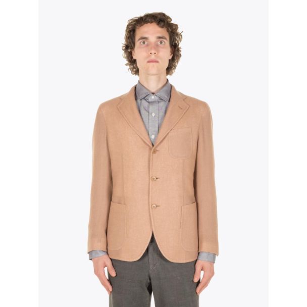 Salvatore Piccolo Unstructured Varenne Wool Blazer Sand Full Vieu