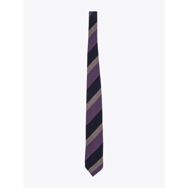 Salvatore Piccolo Ties Striped Wool and Silk Black / Purple 1