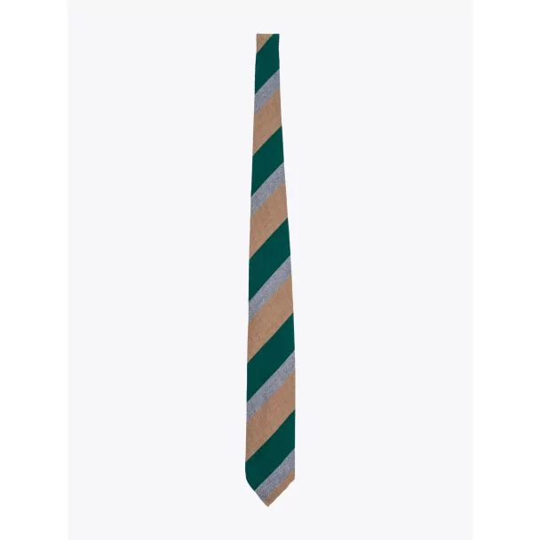 Salvatore Piccolo Ties Striped Wool and Silk Green / Camel 1