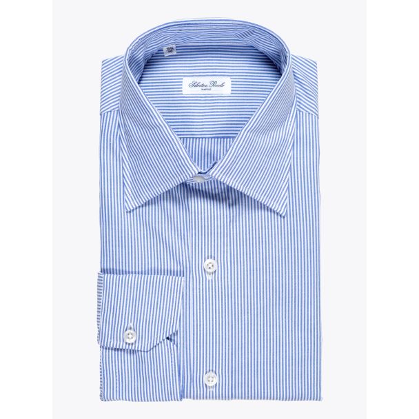 Salvatore Piccolo Slim-Fit Cotton Oxford Dress Striped Navy 1