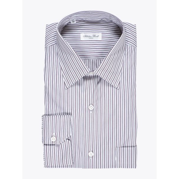 Salvatore Piccolo Regular-Fit Striped Cotton Poplin Claret 1
