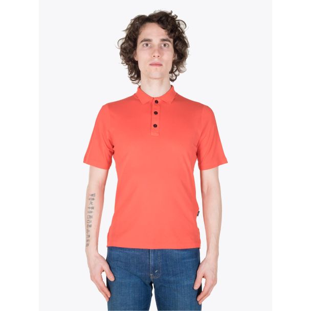 Stone Island Shadow Project Polo Shirt Fine Jeresy CO Pigment Coral Full View