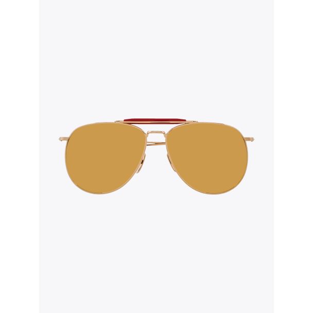 Thom Browne TB-015 Aviator Sunglasses Gold  Front View