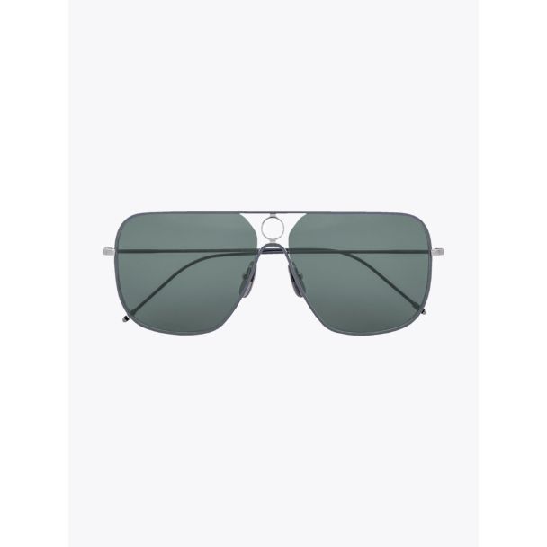Thom Browne TB-114 Aviator Sunglasses Silver / Grey Enamel / Grey 1