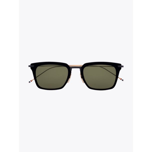 Thom Browne TB-916 Angular Sunglasses Black / Black Iron / White Gold Front View