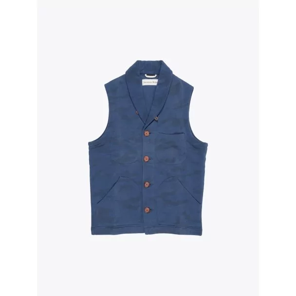 Universal Works Hunstanton Gilet Camo Loopback O/D Navy 1
