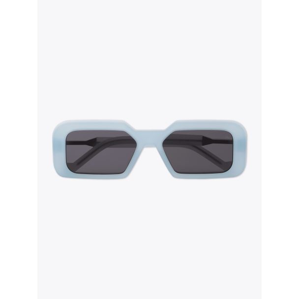 Vava White Label 0053 Rectangular-Frame Sunglasses Aqua Haze with temples folded front view