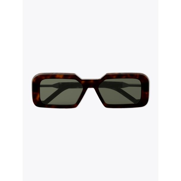 Vava White Label 0053 Rectangular-Frame Sunglasses Havana with temples folded front view
