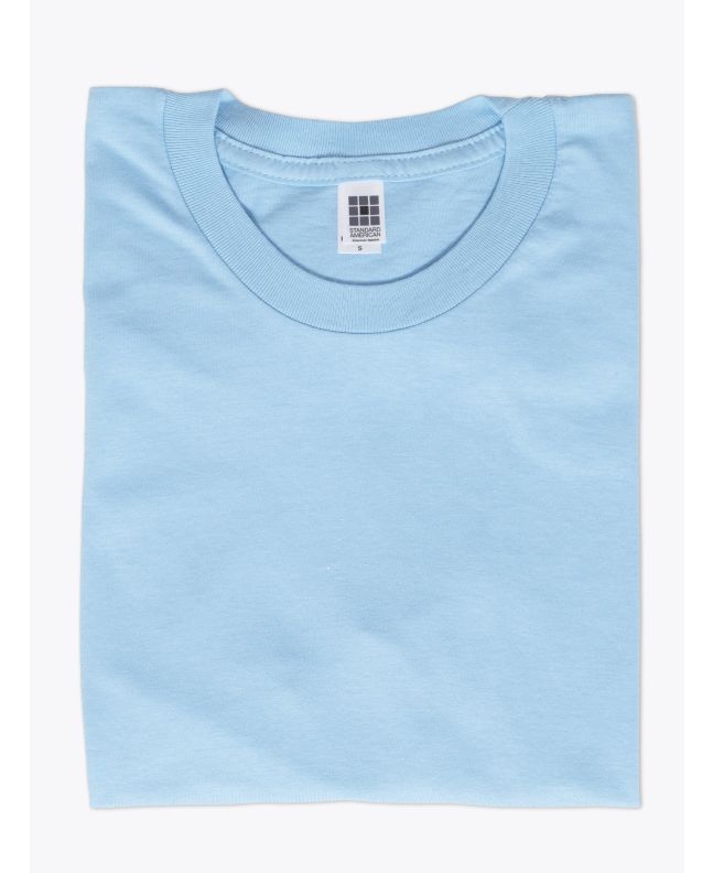American Apparel 2001 Men’s Fine Jersey S/S T-shirt Baby Blue Folded Front View