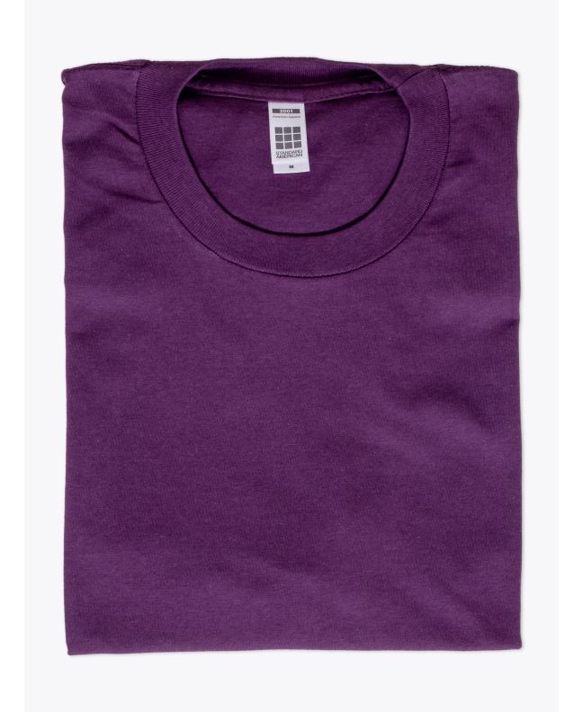 American Apparel 2001 Men’s Fine Jersey S/S T-shirt Eggplant Folded Front View