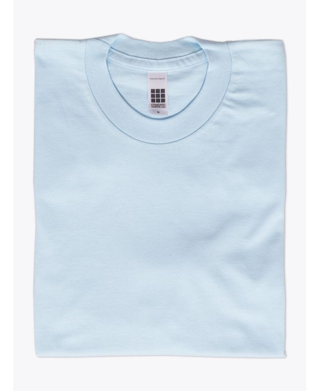 
American Apparel 2001 Men’s Fine Jersey S/S T-shirt Light Blue Folded Front View