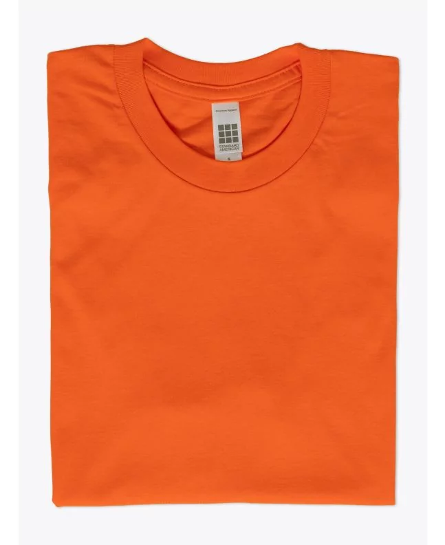 American Apparel 2001 Men’s Fine Jersey S/S T-shirt Orange Folded Front View