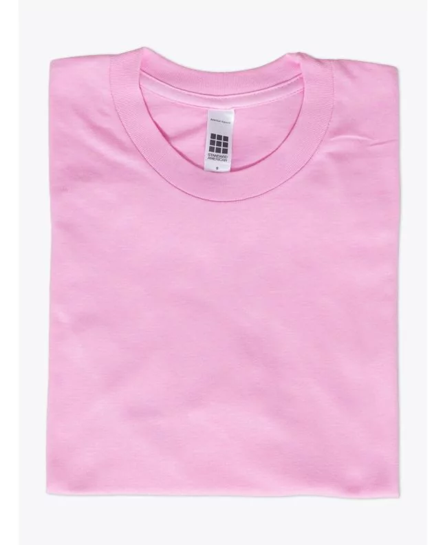 American Apparel 2001 Men’s Fine Jersey S/S T-shirt Pink Folded Front View