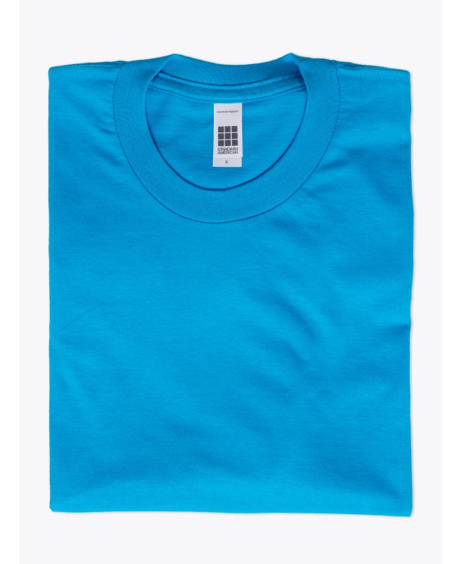 American Apparel 2001 Men’s Fine Jersey S/S T-shirt Teal Folded Front View
