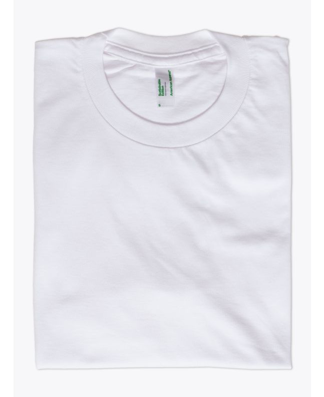 American Apparel 2001 Men’s Organic Fine Jersey S/S T-shirt White Folded Front View