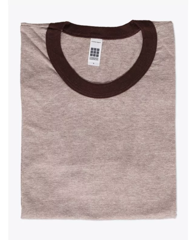 American Apparel M434 Men’s S/S Gym T-shirt Mélange Dark Chocolate/Brown Folded Front View