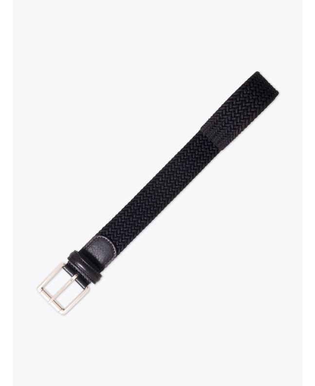 Anderson's Leather-Trimmed Elasticated AF2984 Belt Black Front View