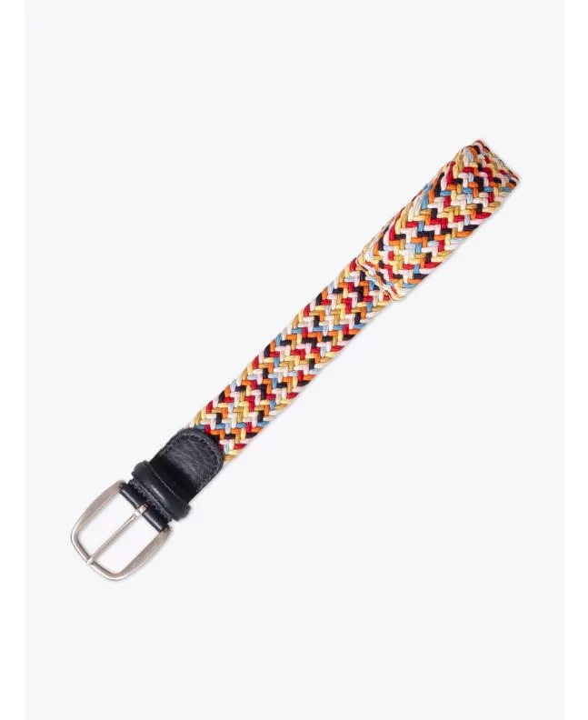 Anderson's Leather-Trimmed Woven Elastic Belt 9 Colors Front View