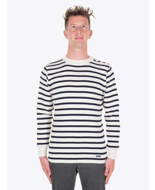 Armor-Lux Fouesnant Striped Sailor Sweater Nature/Rich Navy Full View