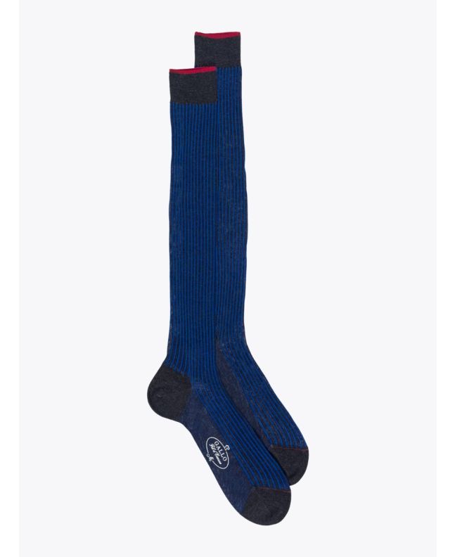 Gallo Long Socks Twin Ribbed Cotton Blue / Anthracite 1