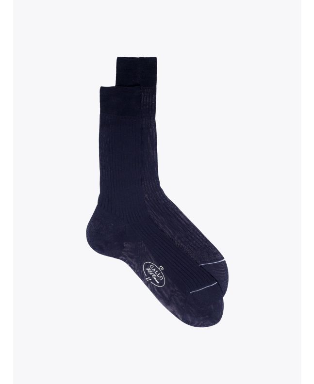 Gallo Ribbed Cotton Short Socks Navy Blue 1