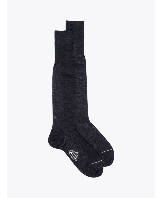 Gallo Long Socks Plain Wool Anthracite 1