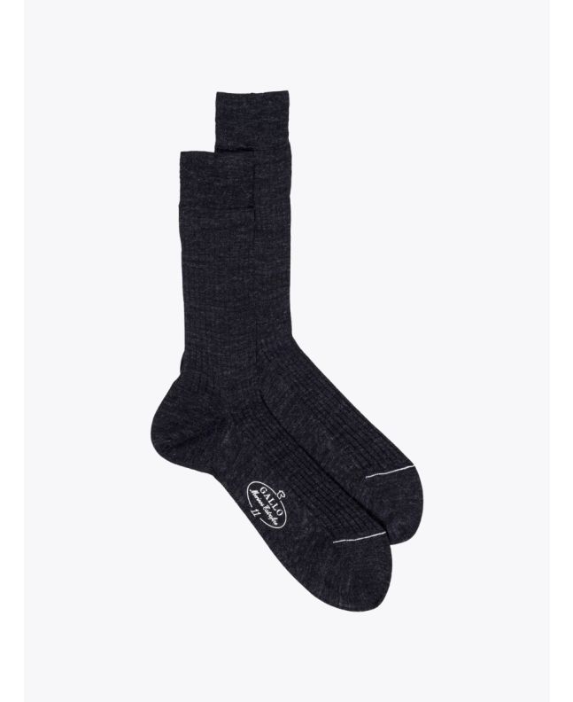 Gallo Short Socks Ribbed Wool Anthracite 1