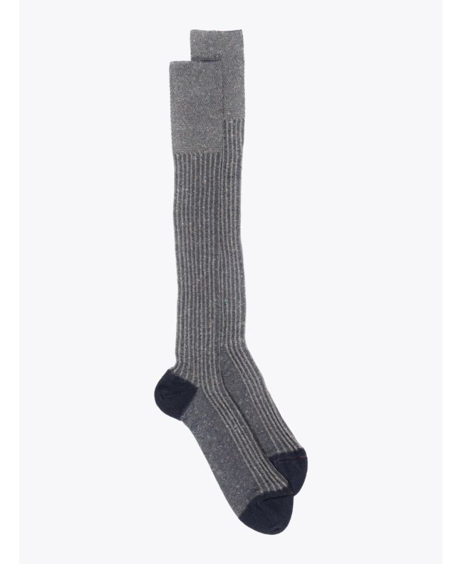 Gallo Long Socks Twin Ribbed Cotton Navy Blue 1