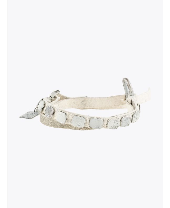 Goti Distressed Shield Bracelet White 1