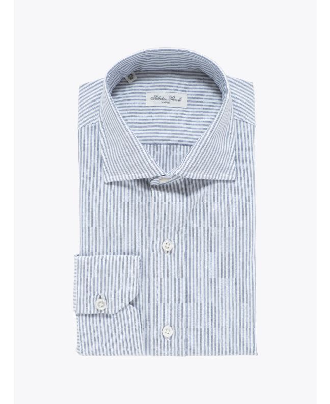 Salvatore Piccolo Shirt Cotton Oxford Striped Blue - E35 SHOP