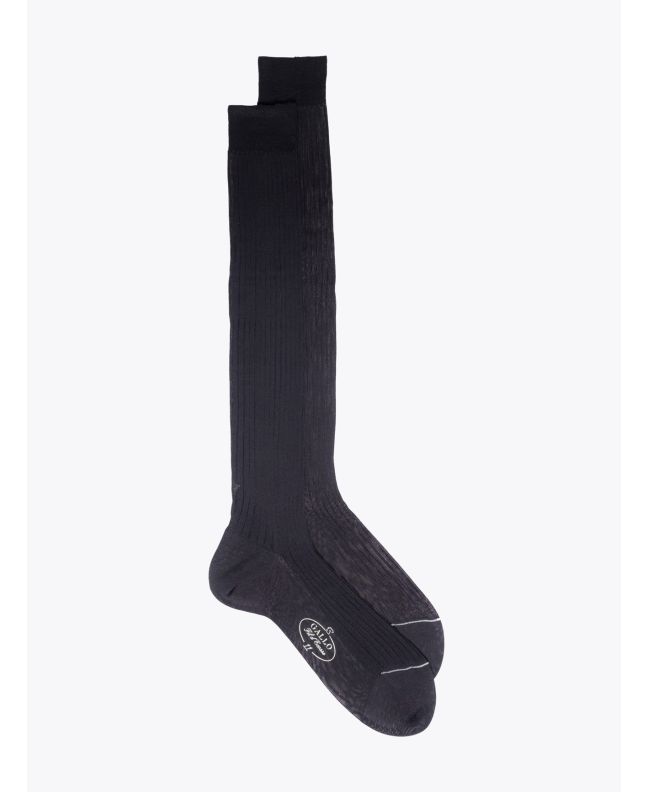 Gallo Ribbed Cotton Long Socks Anthracite - E35 SHOP