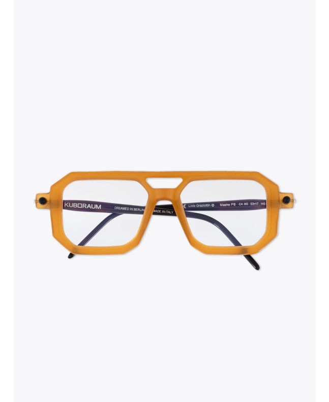 Kuboraum Mask P8 D-Frame Glasses Caramel with folded temples front view