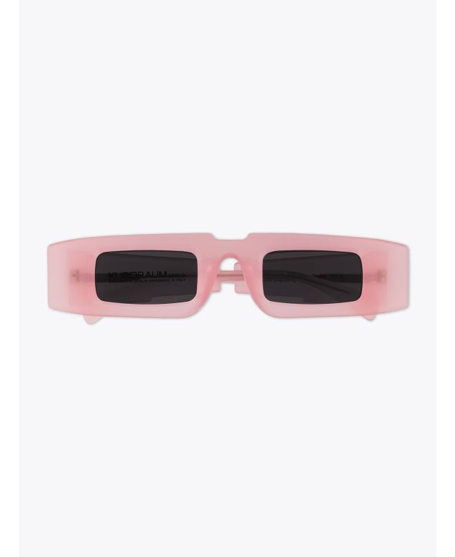 Kuboraum X5 Rectangular-Frame Sunglasses Pink frame with temple folded front view