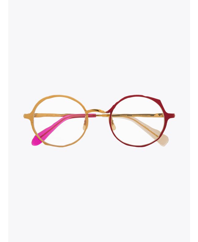 Masahiromaruyama Twist MM-0038 No.4 Optical Glasses Gold / Red Front View