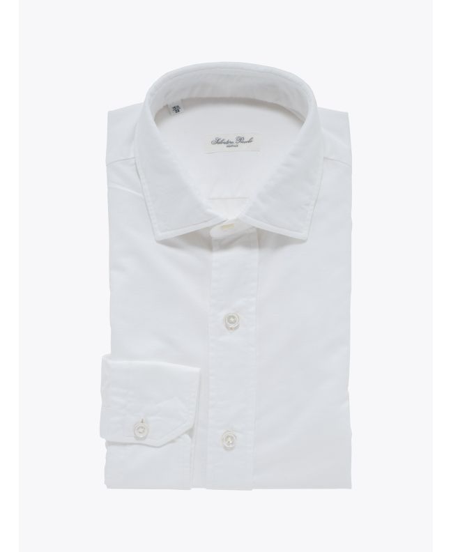 Salvatore Piccolo Slim Fit Collar PC-Open Cotton Oxford 120 Shirt White