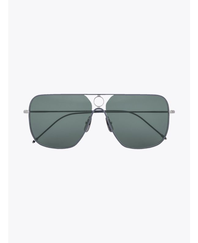 Thom Browne TB-114 Aviator Sunglasses Silver / Grey Enamel / Grey 1