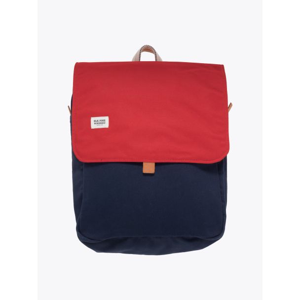BLK Pine Workshop | Leather/Canvas Box Pack Bag Navy Red Front