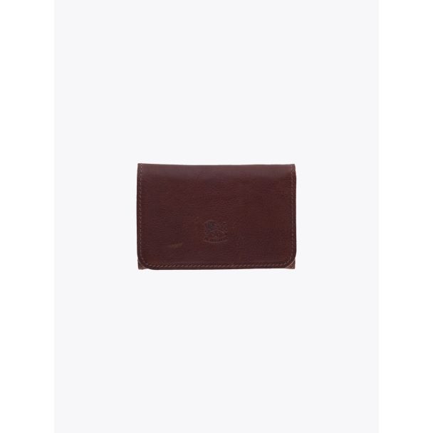 Il Bisonte C0470 Vintage Cowhide Leather Card Case Brown - E35 SHOP