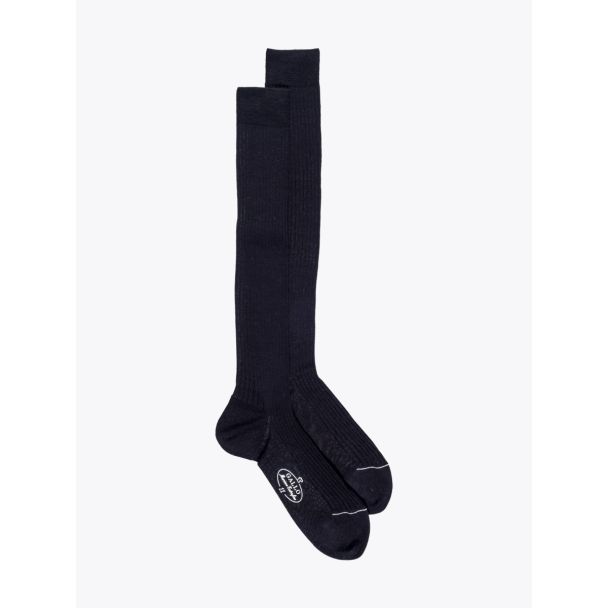 Gallo Long Socks Ribbed Wool Black - E35 SHOP