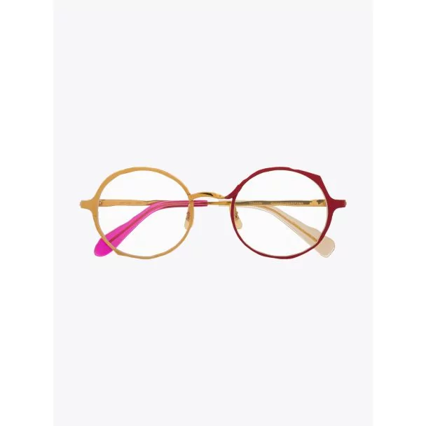 Masahiromaruyama Twist MM-0038 No.4 Optical Glasses Gold / Red Front View