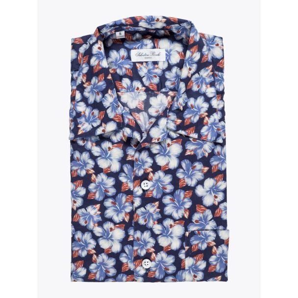 Salvatore Piccolo Camp-Collar Shirt Printed Navy Blue 1